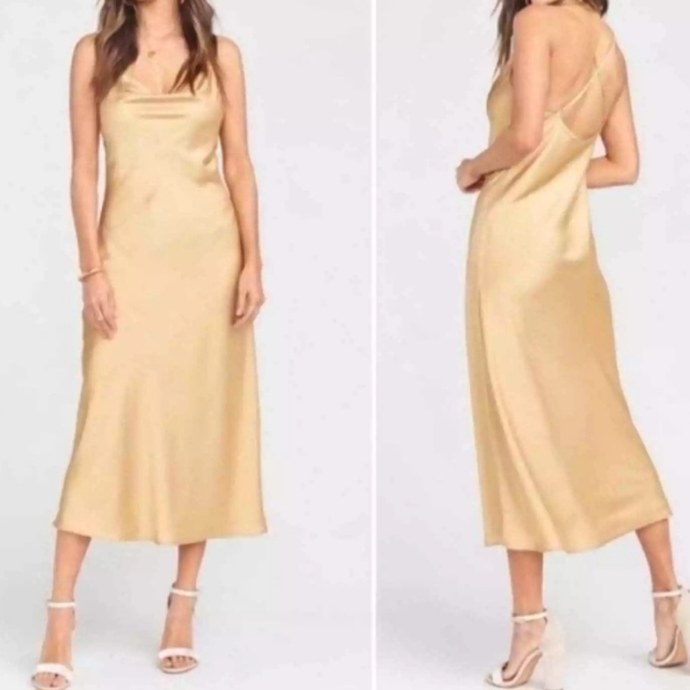 Gold Cowl Neck Slip Dress: Verona by Show Me Your MuMu SZ. XS NWT